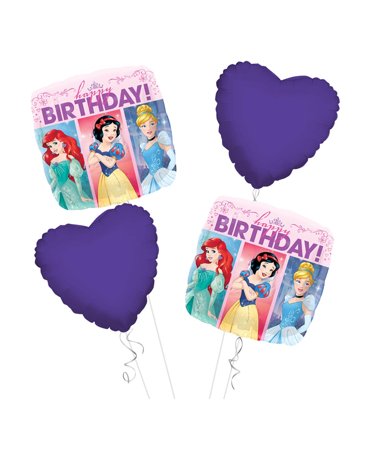 A007-B4-S2.jpg Princess Happy Birthday Balloon Bouquet 4pc - Image 1