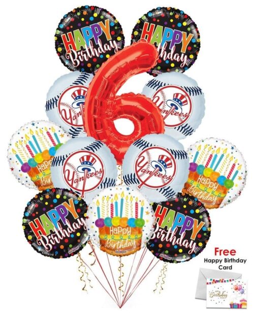 New York Yankees Happy Birthday Balloon Bouquet (12 Balloons) - Image 9