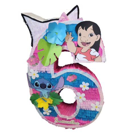 Handmade Lilo and Stitch Number 6 Piñata - Personalized Fun Party Decoration